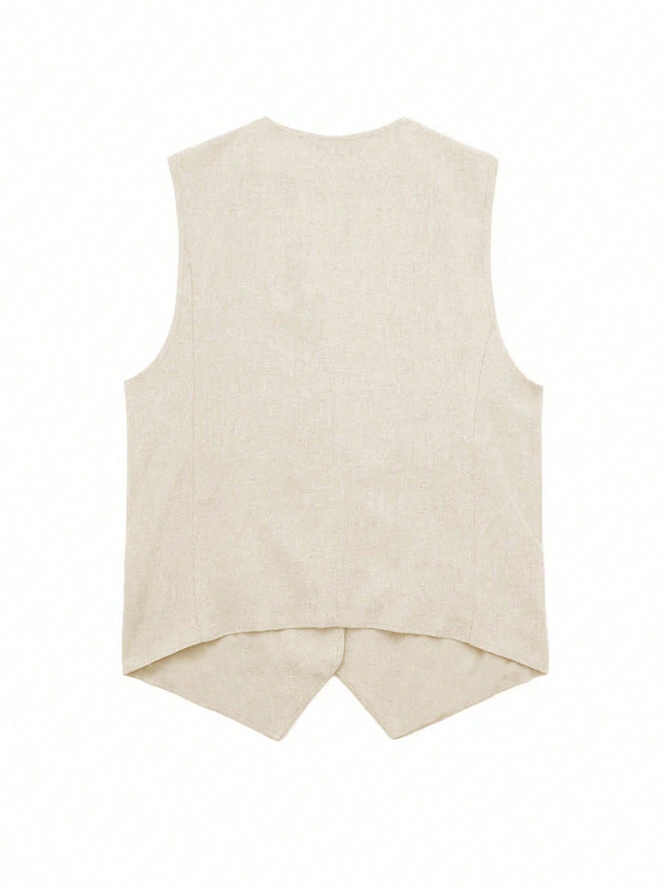 SHEIN LUNE Button Front Vest Jacket Without Tee Apricot